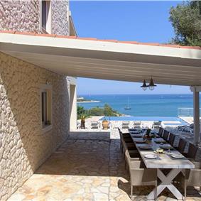 7 bedroom seafront luxury villa with pool & jacuzzi, near Acharavi, sleeps 14-15